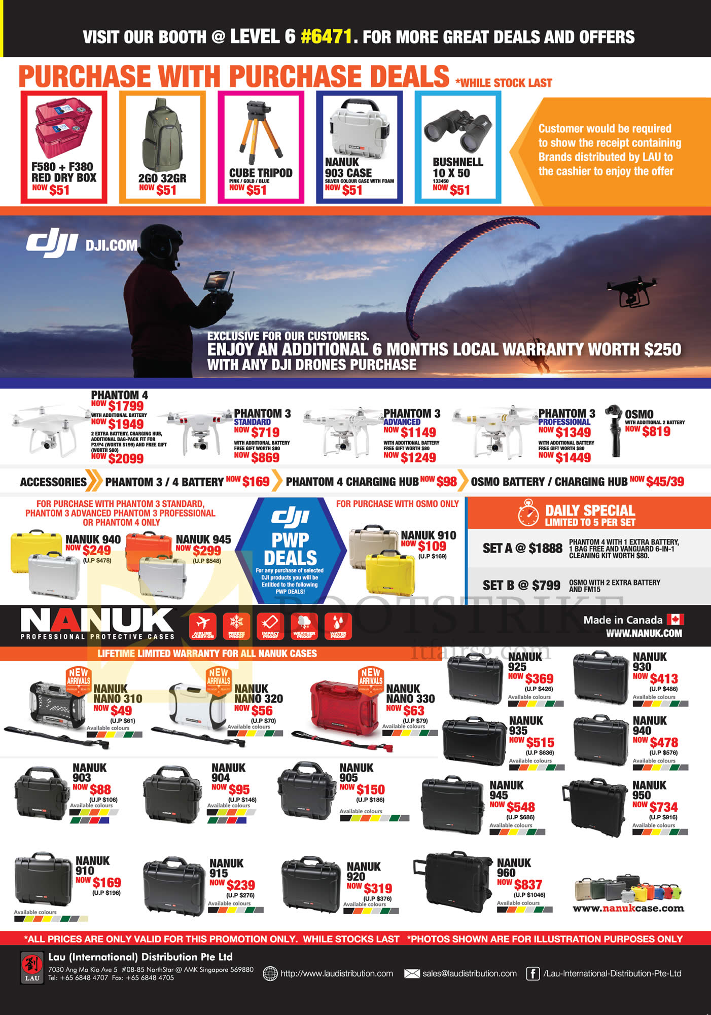 COMEX 2016 price list image brochure of Lau Intl Dji Drones, Purchase-with-Purchase, Nanuk Cases, Nano