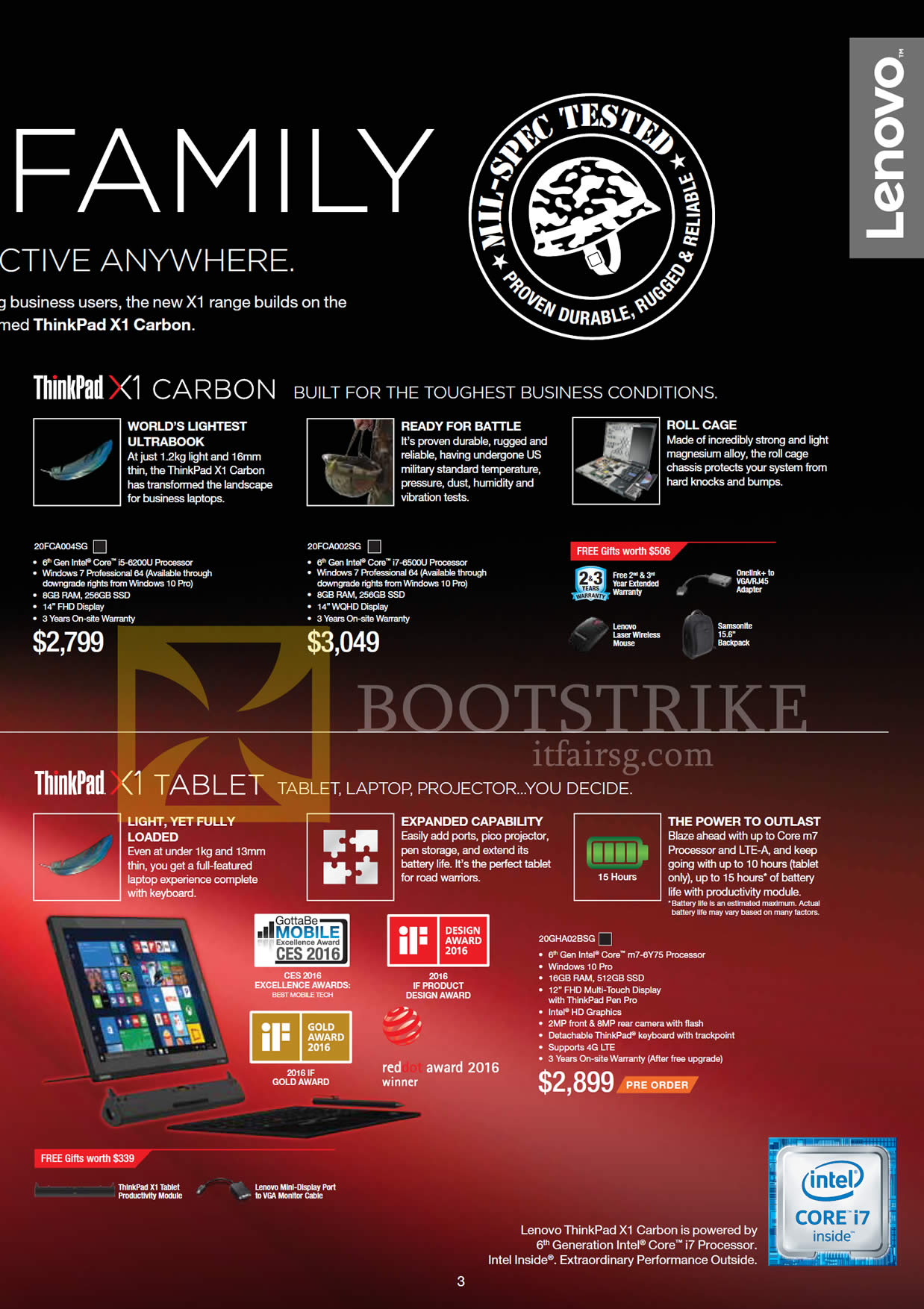 COMEX 2016 price list image brochure of Lenovo Notebooks ThinkPad X1 Carbon, X1 Tablet