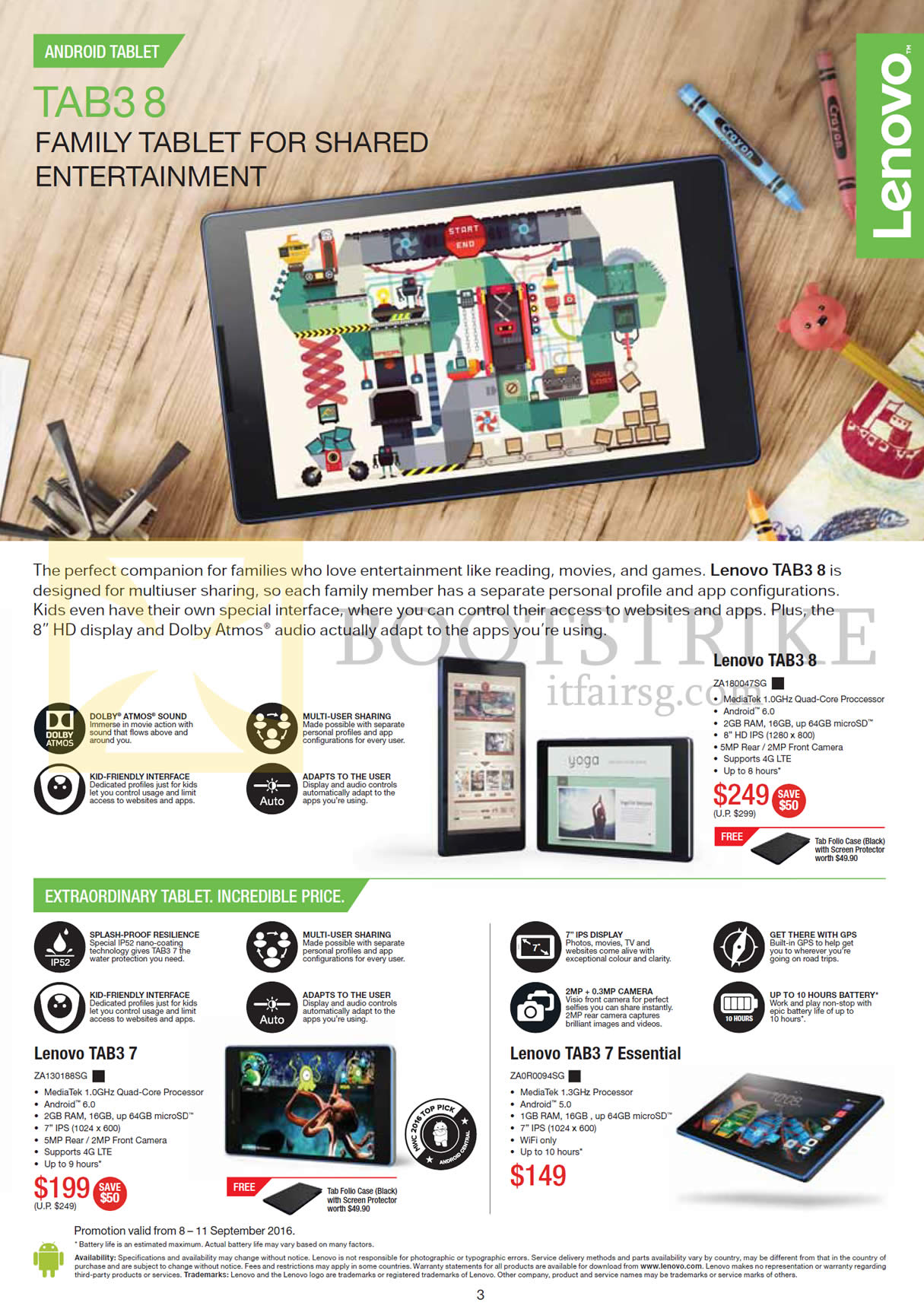 COMEX 2016 price list image brochure of Lenovo Tablets Tab3 7, Tab3 7 Essential