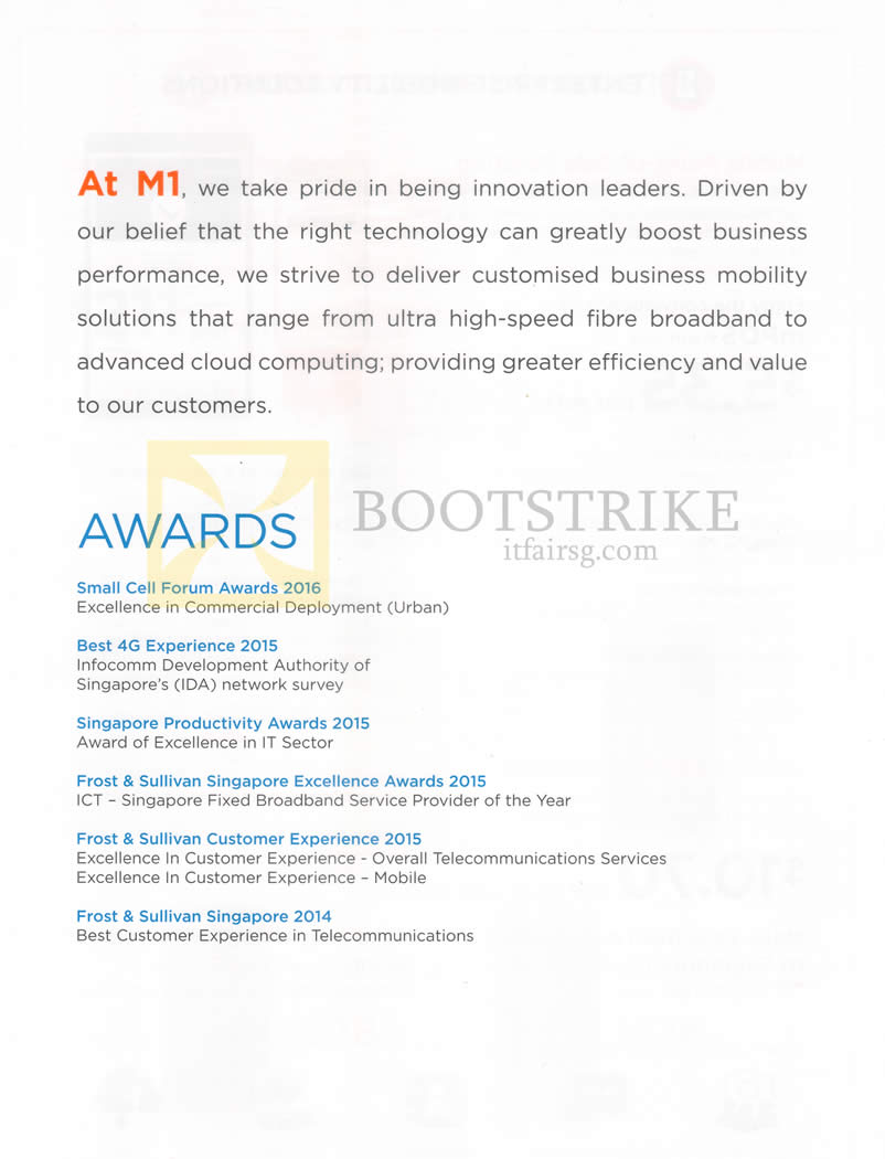 COMEX 2016 price list image brochure of M1 Business Awards