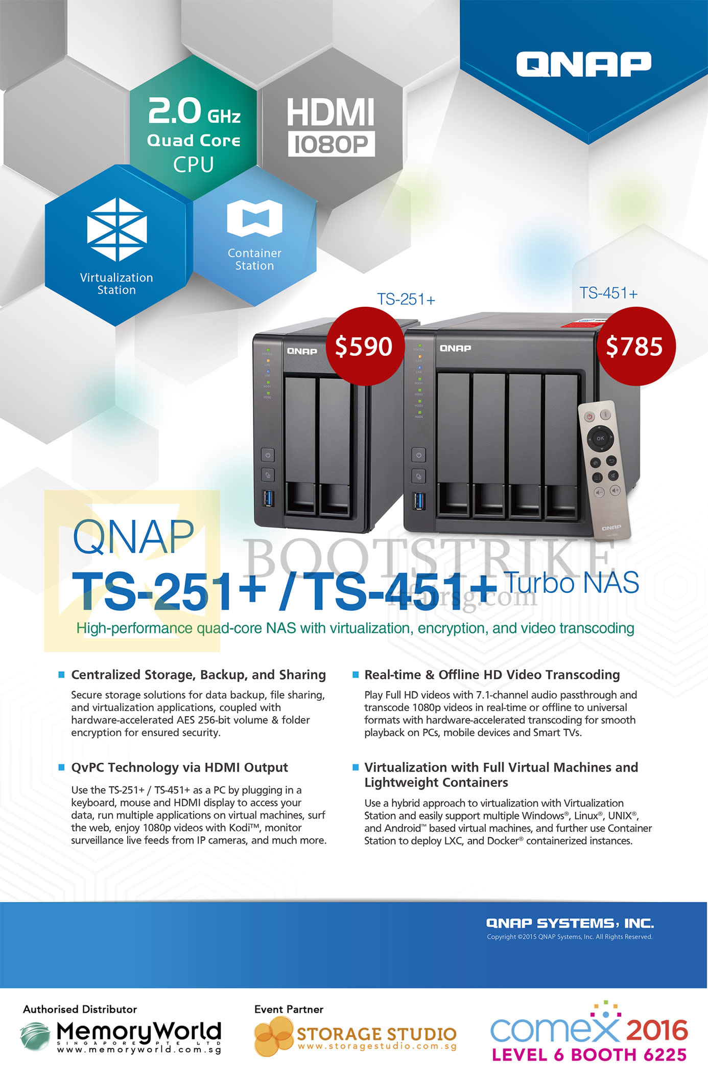 COMEX 2016 price list image brochure of Memory World QNAP NAS TS-251 Plus, 451 Plus Series