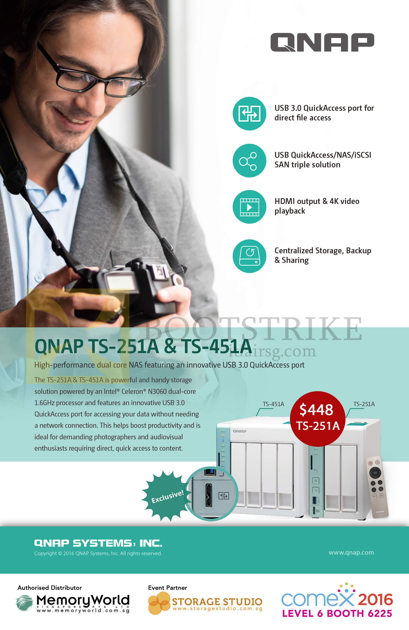 COMEX 2016 price list image brochure of Memory World QNAP NAS TS-251A, 451A