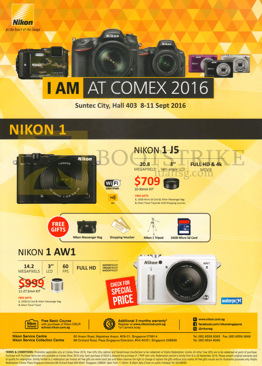 COMEX 2016 price list image brochure of Nikon Digital Cameras 1 J5, AW1