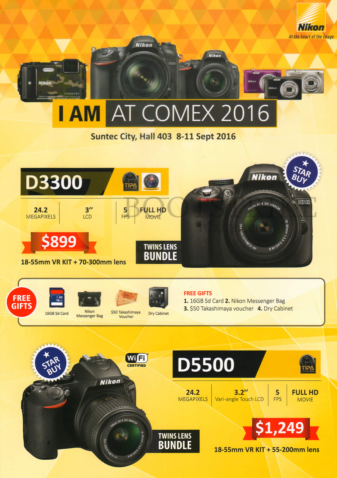 COMEX 2016 price list image brochure of Nikon Digital Cameras DSLR D3300, D5500