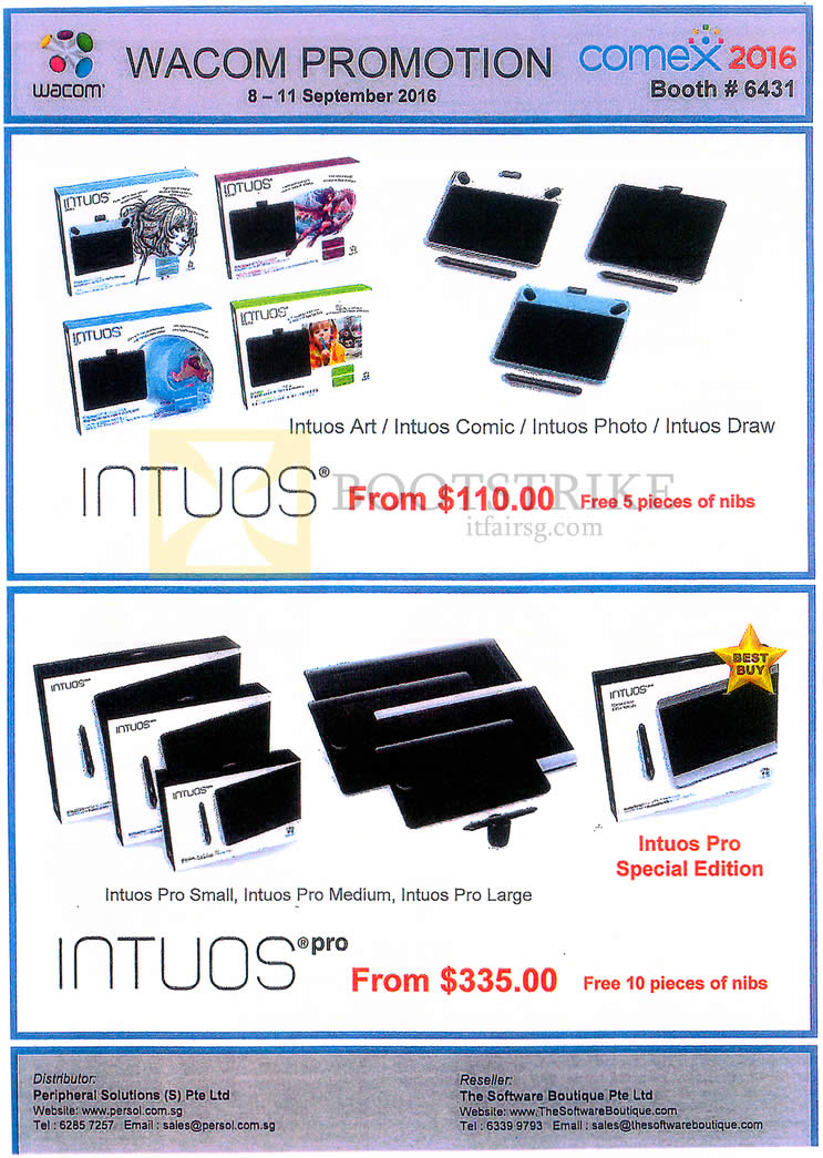 COMEX 2016 price list image brochure of Peripheral Solutions Wacom Nibs Intuos, Intuos Pro