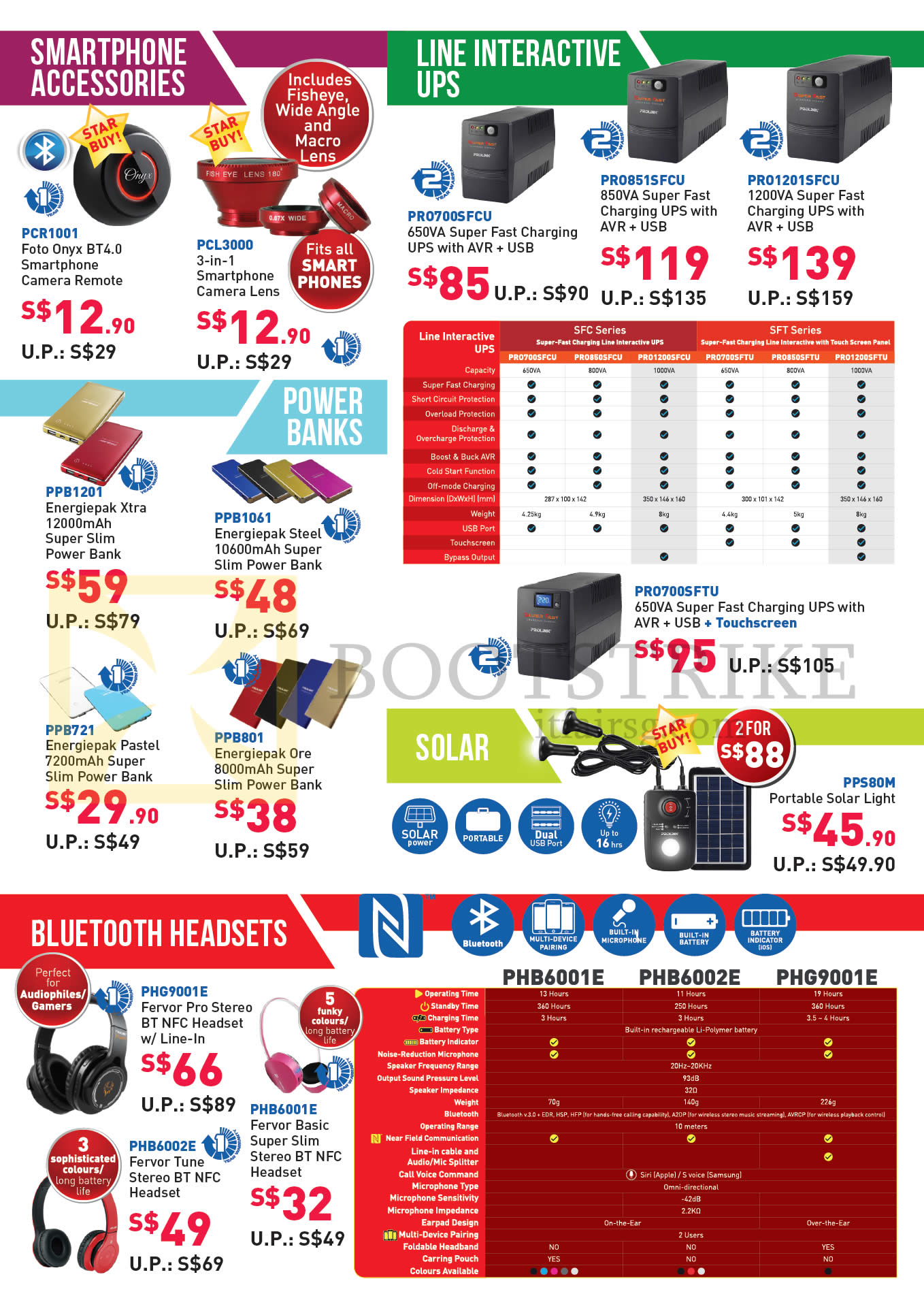 COMEX 2016 price list image brochure of Prolink Smartphone Accessories, Line Interactive UPS, Power Banks, Bluetooth Headsets, PCR1001, PCL3000, PRO7005FCU, PRO8515FCU, PRO12015FCU, PPB1201