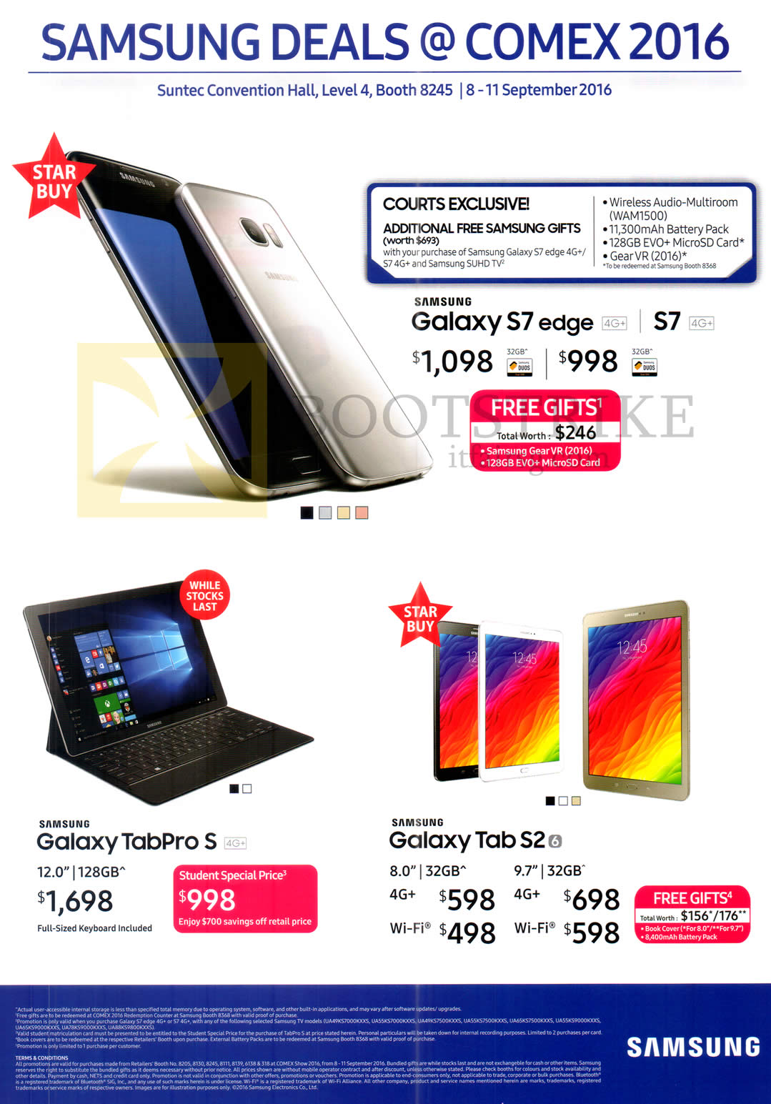 COMEX 2016 price list image brochure of Samsung Tablet, Mobile SmartPhone, Galaxy S7, S7 Edge, TabPro S, Tab S2