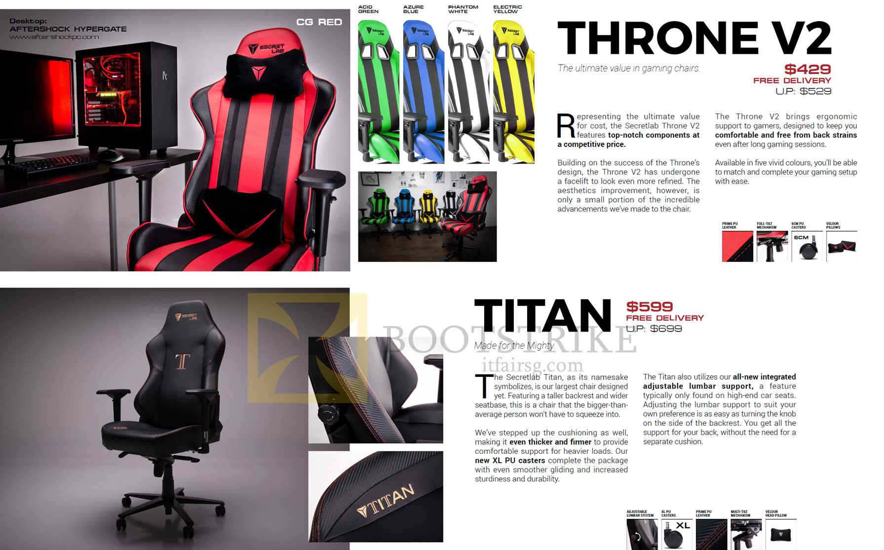 COMEX 2016 price list image brochure of Secretlab Chairs Throne V2, Titan