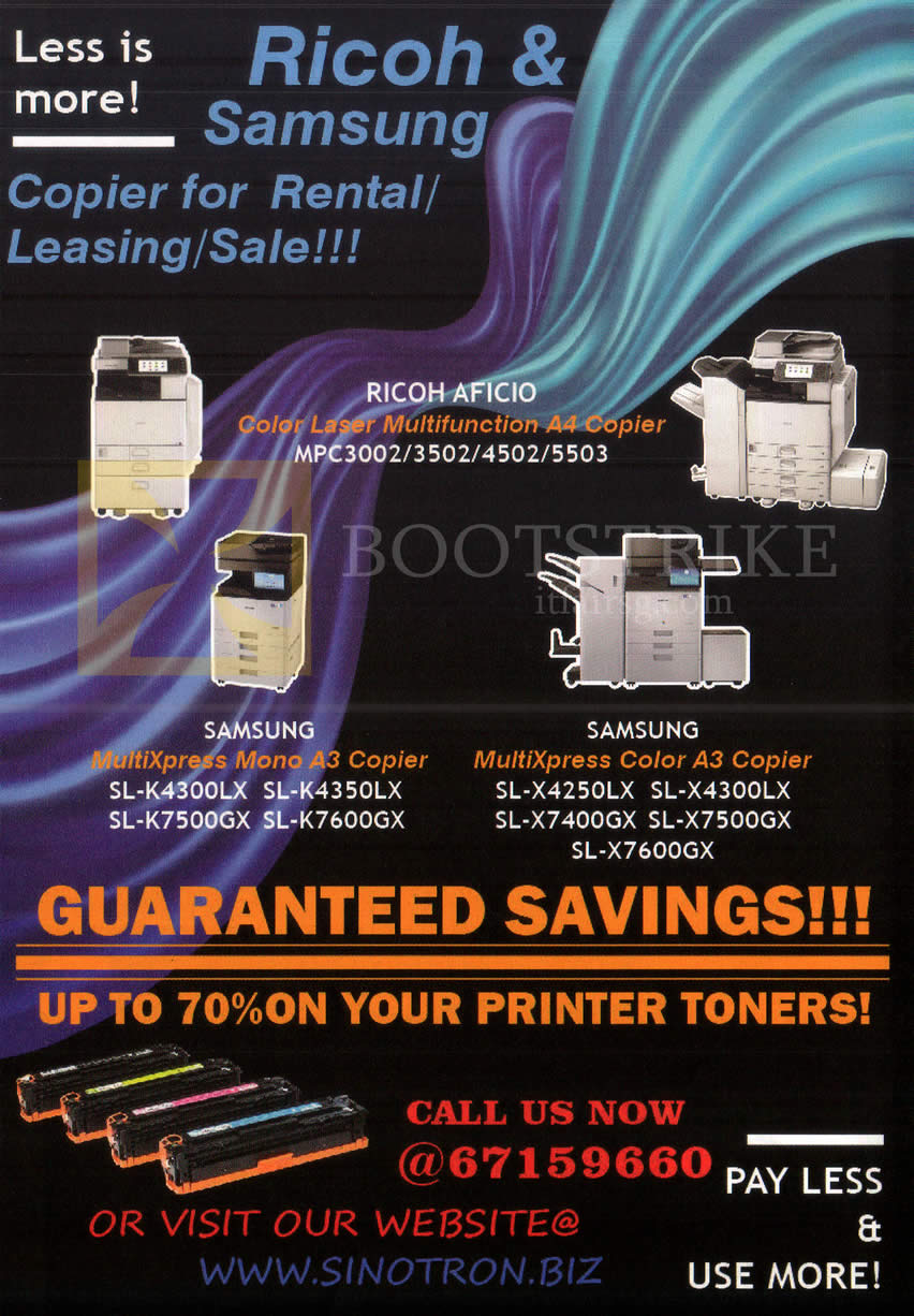 COMEX 2016 price list image brochure of Sinotron Copier, Leasing, Ricoh, Samsung