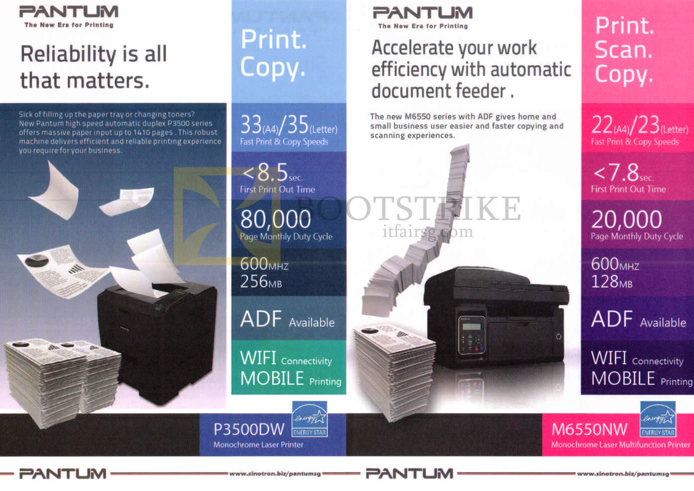 COMEX 2016 price list image brochure of Sinotron Pantum Printers P3500DW, M6550NW