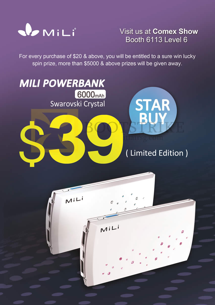 COMEX 2016 price list image brochure of Sprint-Cass MiLi Powerbank 6000mAh Swarovski Crystal