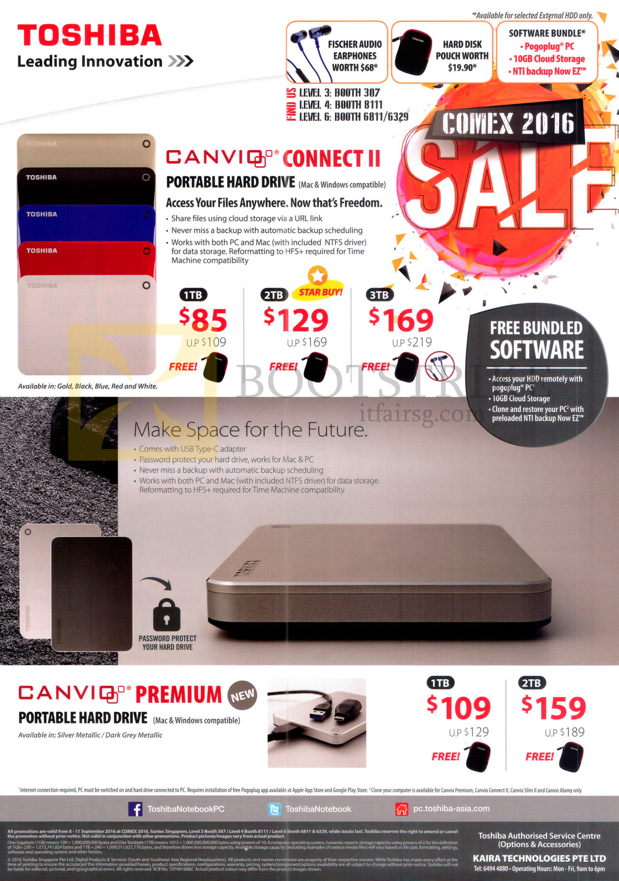 COMEX 2016 price list image brochure of Toshiba External Storage Drive Canvio Connect II, Premium, 1TB 2TB 3TB