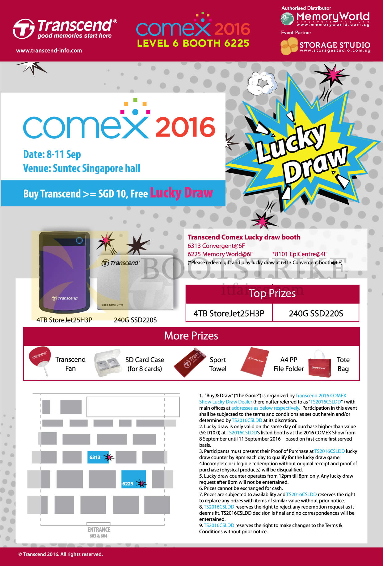 COMEX 2016 price list image brochure of Transcend Lucky Draw, Prizes