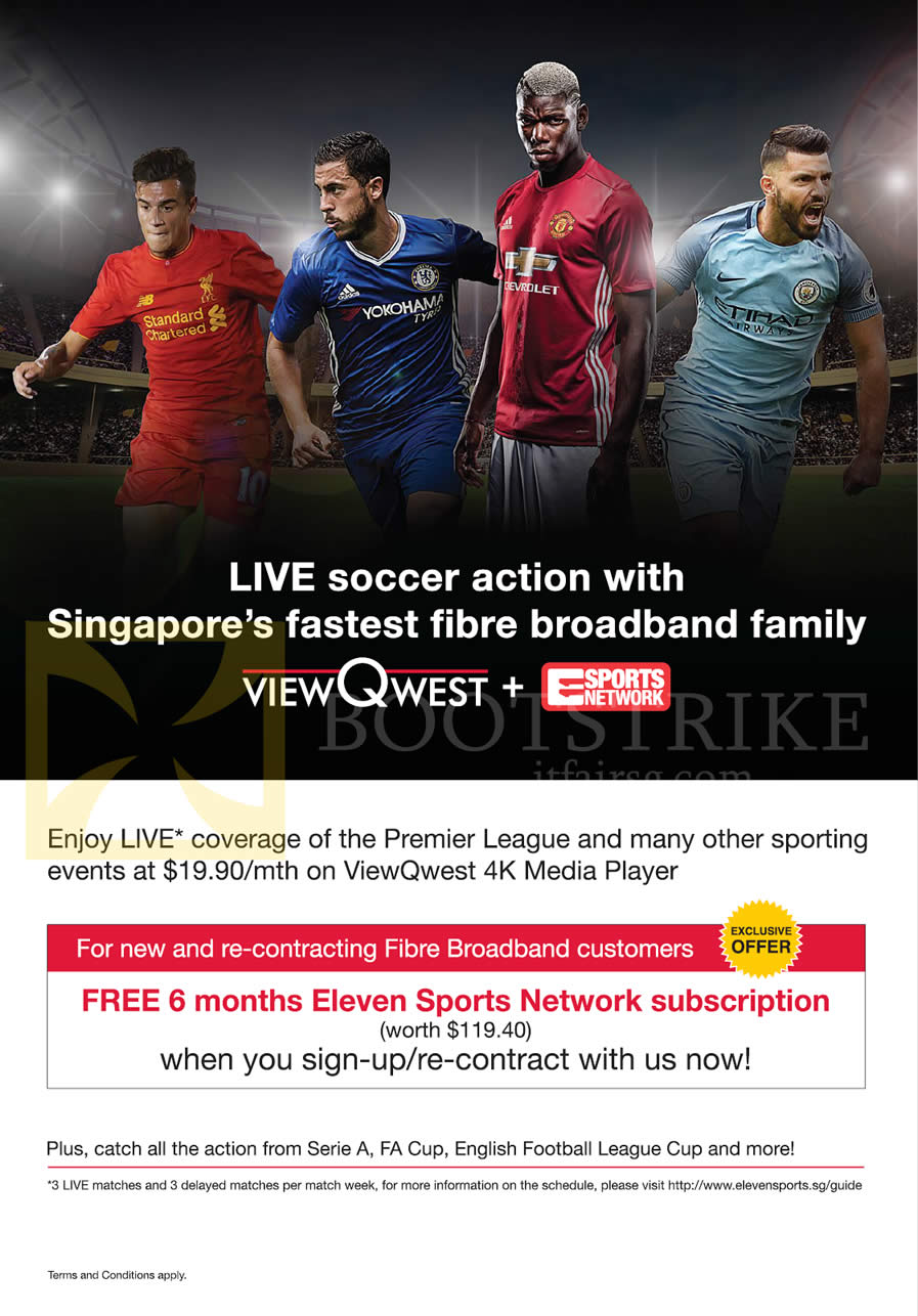 COMEX 2016 price list image brochure of ViewQwest Free 6 Months Eleven Sports Network Subscription