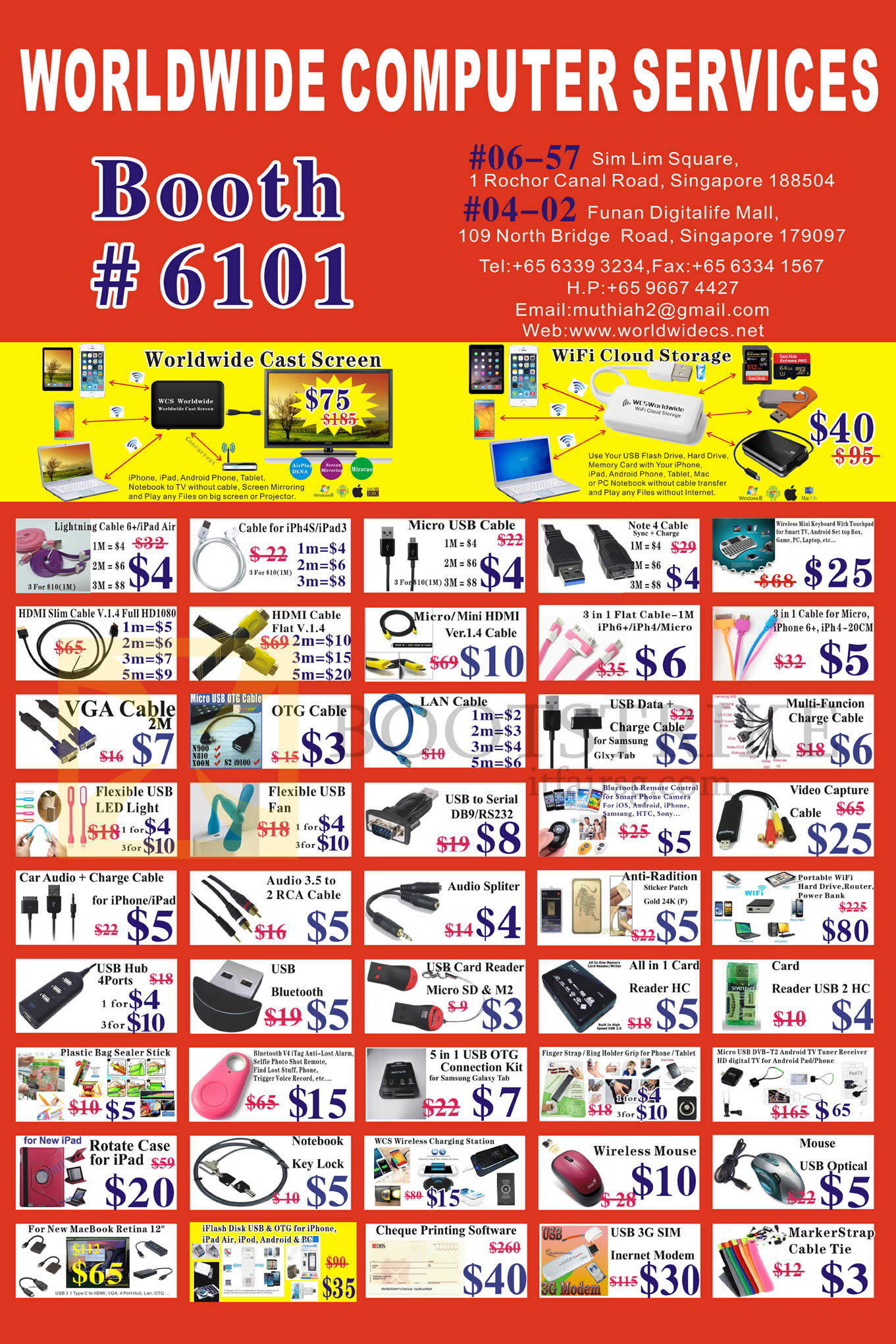 COMEX 2016 price list image brochure of Worldwide Computer Accessories Cable, Case, USB, Fan, LED Light, Adapter, Mouse, 3G Modem