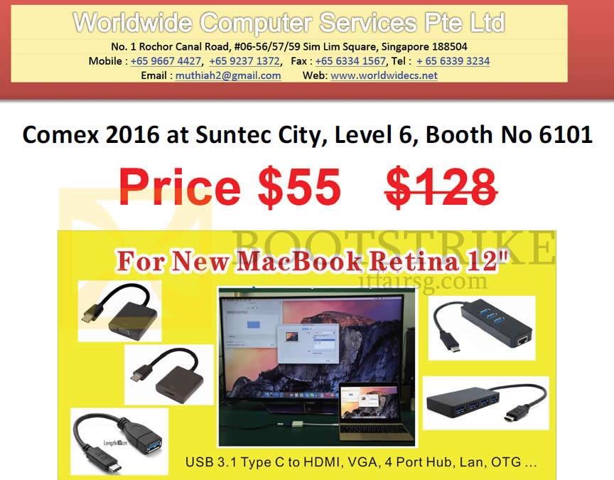 COMEX 2016 price list image brochure of Worldwide Computer USB Type C To HDMI