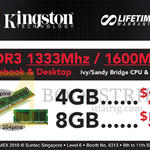 Kingston RAM Memory DDR3 4GB, 8GB