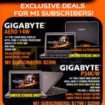 Gamex Deals Subscribers Notebooks Gigabyte, Aero 14W, P34K, W