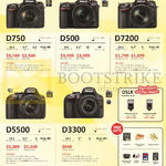 DSLR Digital Cameras D750, D500, D7200, D5500, D3300