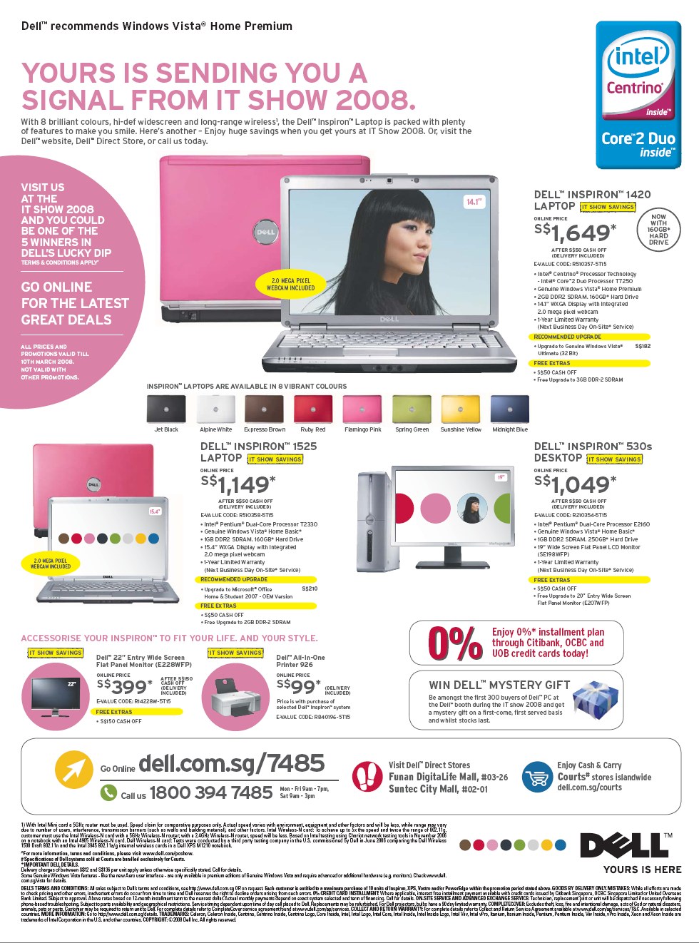 IT Show 2008 price list image brochure of Dell Inspiron 1420 Notebook 1525 530s