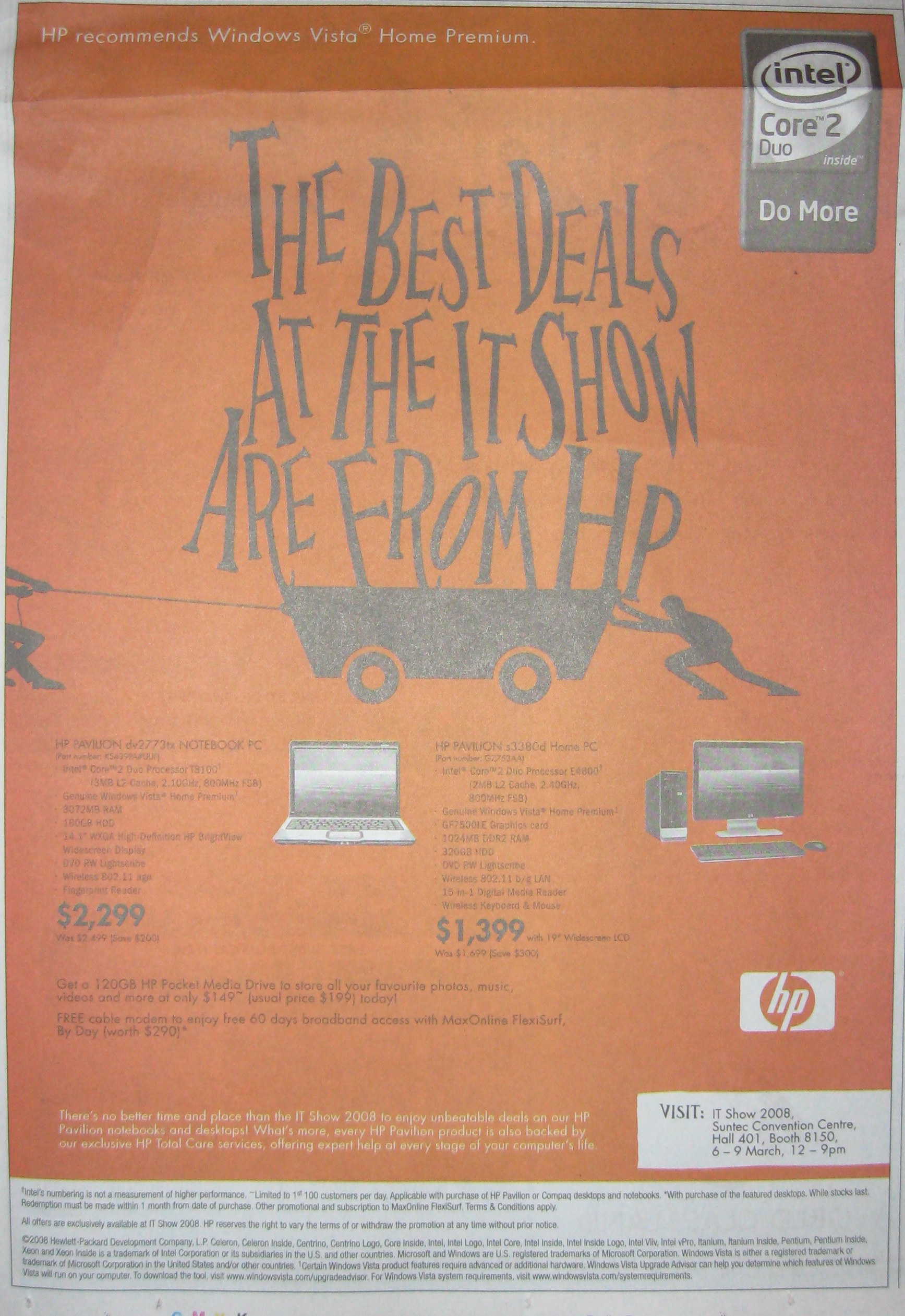 IT Show 2008 price list image brochure of HP Pavilion Notebook Dv2773tx S3380d Desktop PC