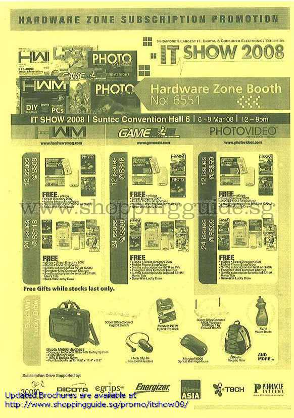 IT Show 2008 price list image brochure of Hardware Zone Subscription HWM GameAxis PhotoVideo