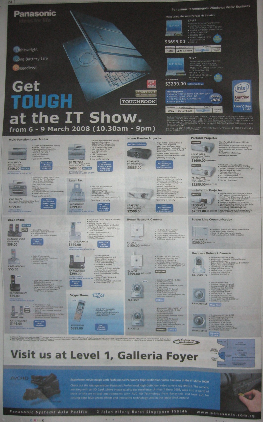 IT Show 2008 price list image brochure of Panasonic Printer Projector DECT Phone Camera Powerline