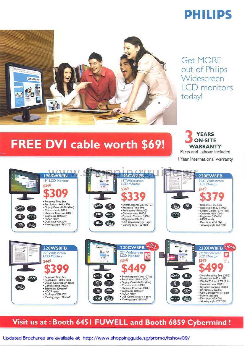 IT Show 2008 price list image brochure of Philips LCD Monitors 190SW8FB 190CW8FB 220Ew8FB 220WS8FB 220CW8FB 220XW8FB