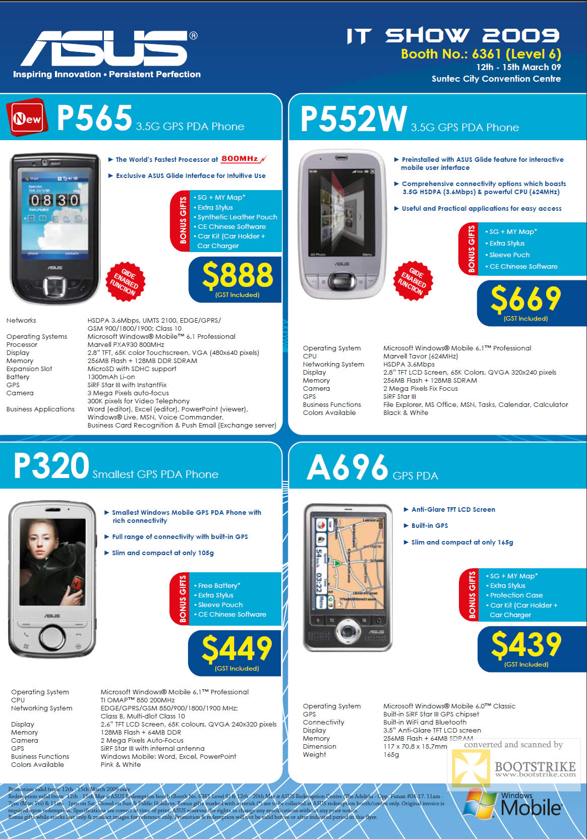 IT Show 2009 price list image brochure of ASUS PDA Phones