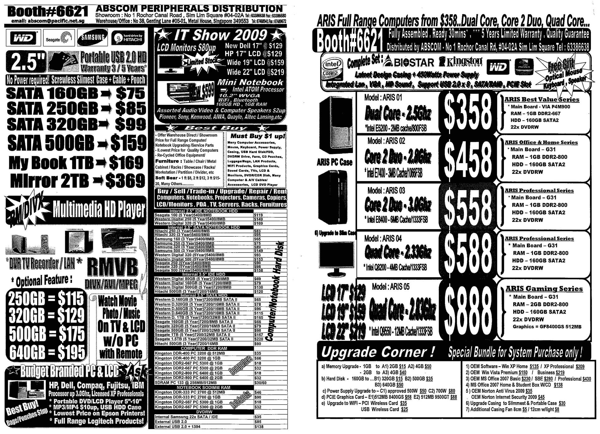 IT Show 2009 price list image brochure of Abscom Storage Multimedia HD Player Desktop (tc Long)