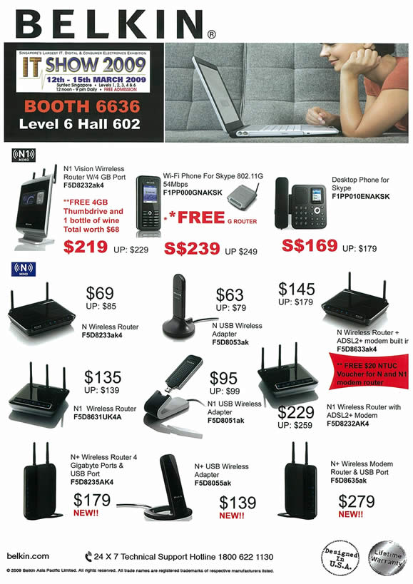 IT Show 2009 price list image brochure of Belkin Wireless USB Adapter Modem ADSL (tclong)