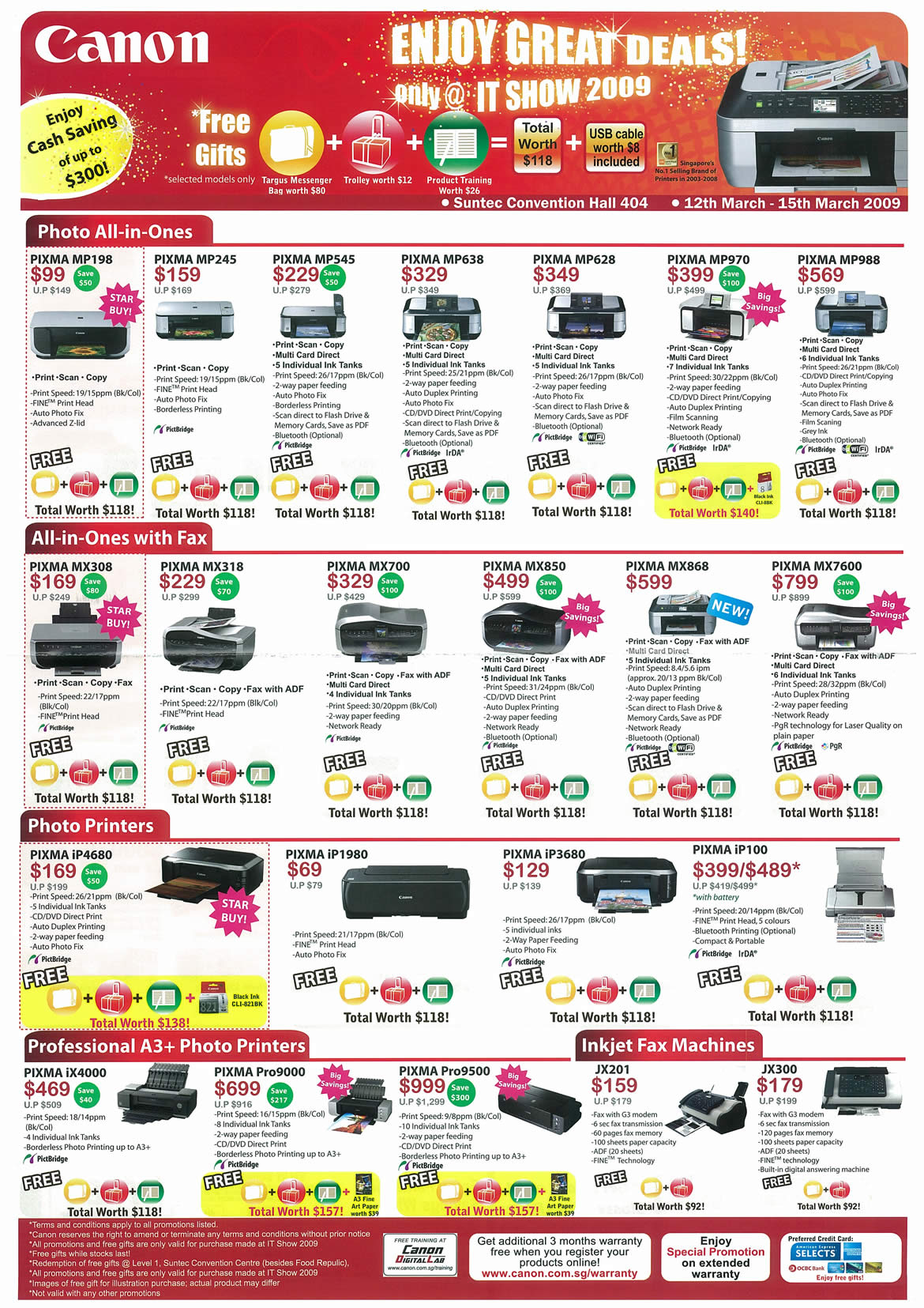 IT Show 2009 price list image brochure of Canon Inkjet Pixma Printers Professional (tclong)