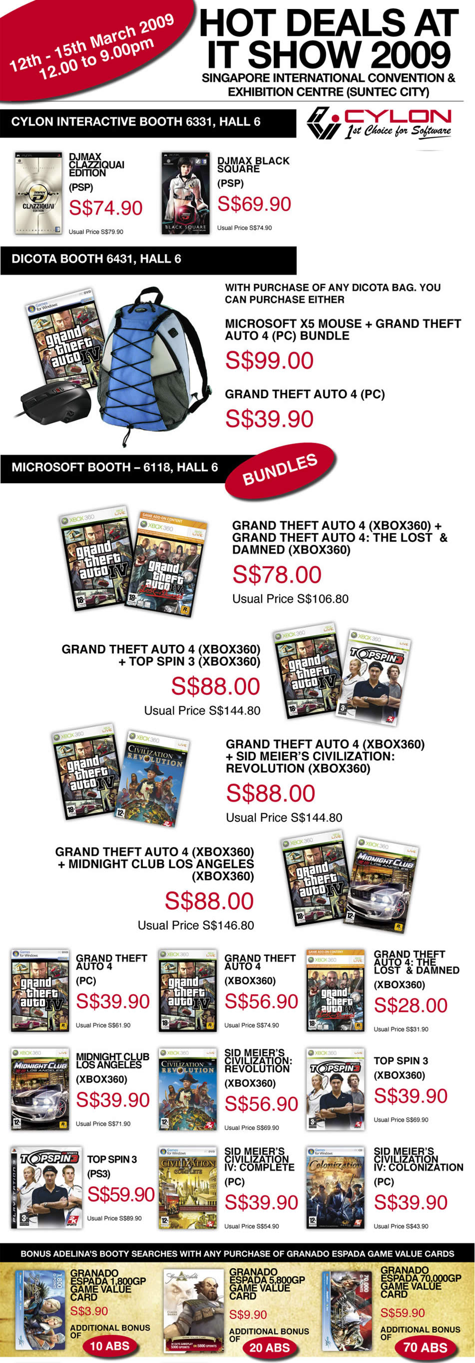 IT Show 2009 price list image brochure of Cylon Software Xbox Games Dicota Microsoft (coldfreeze)