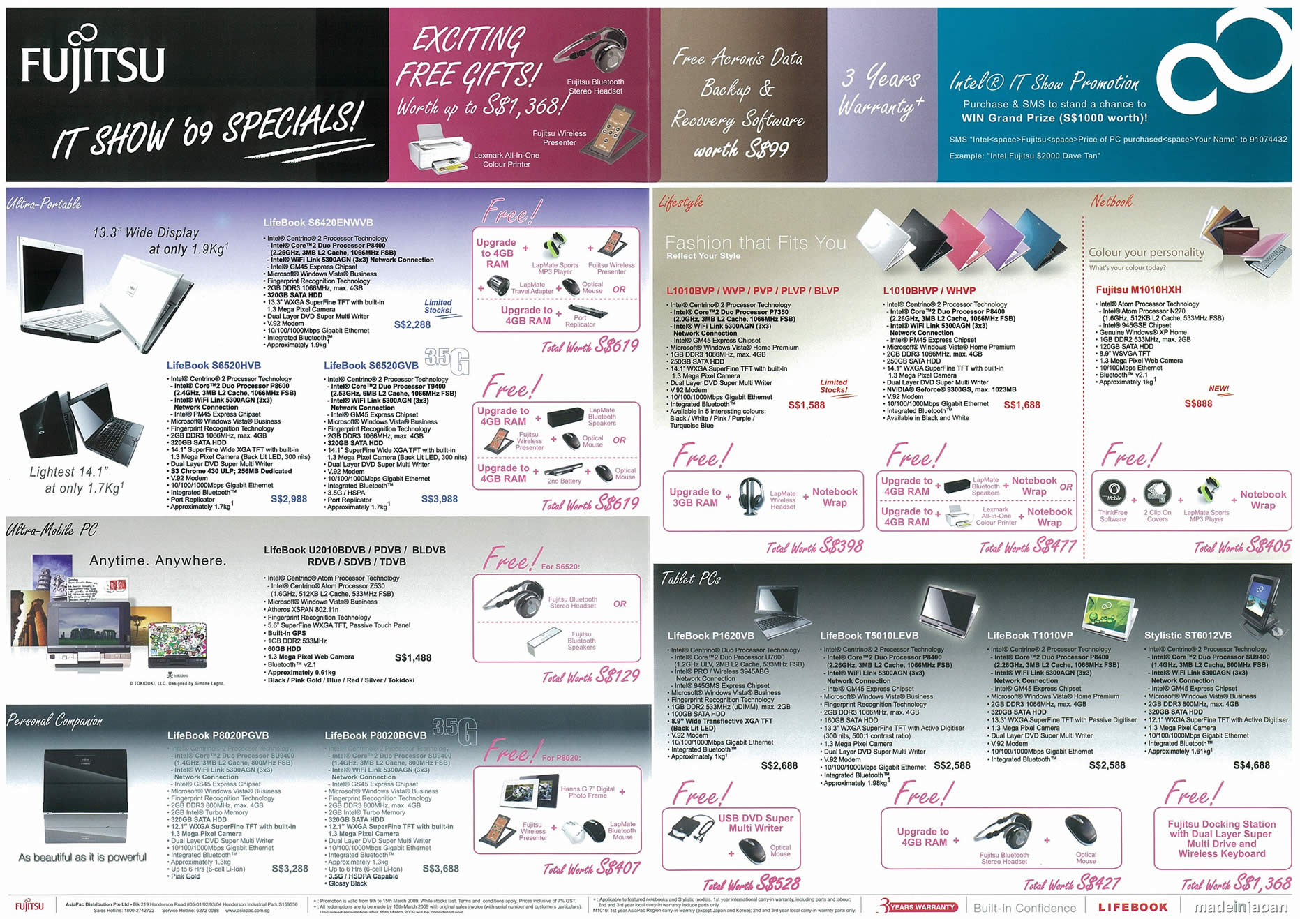 IT Show 2009 price list image brochure of Fujitsu Lifebook 2 Tclong