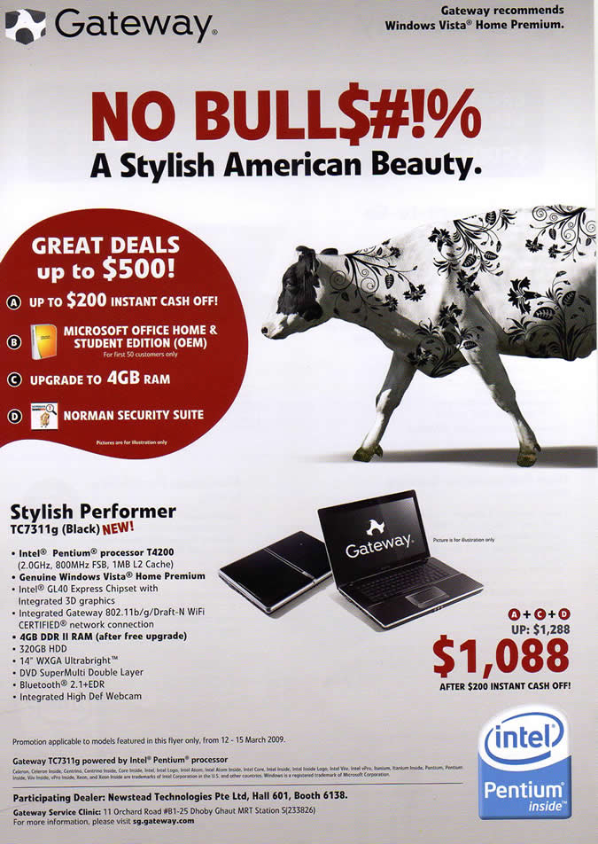 IT Show 2009 price list image brochure of Gateway TC7311g Notebook (coldfreeze)