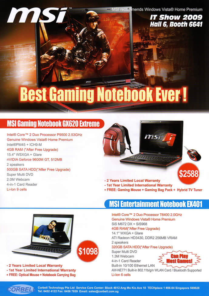 IT Show 2009 price list image brochure of MSI 2 Notebook VR-Zone