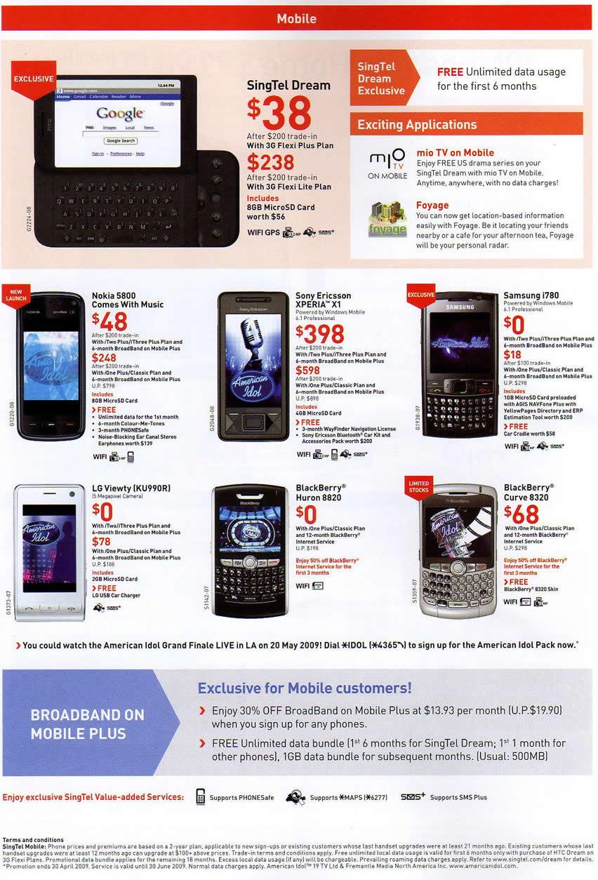 IT Show 2009 price list image brochure of Singtel Mobile (coldfreeze)