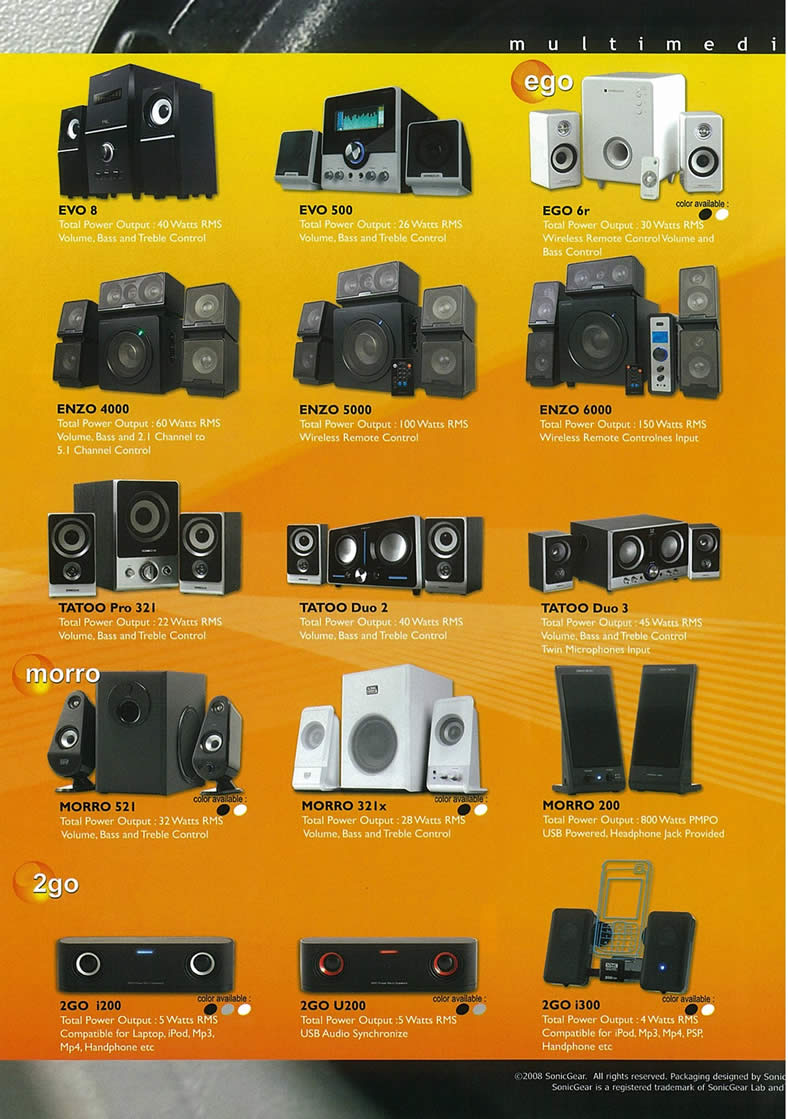 IT Show 2009 price list image brochure of SonicGear Eyo Ego Morro 2go Tclong