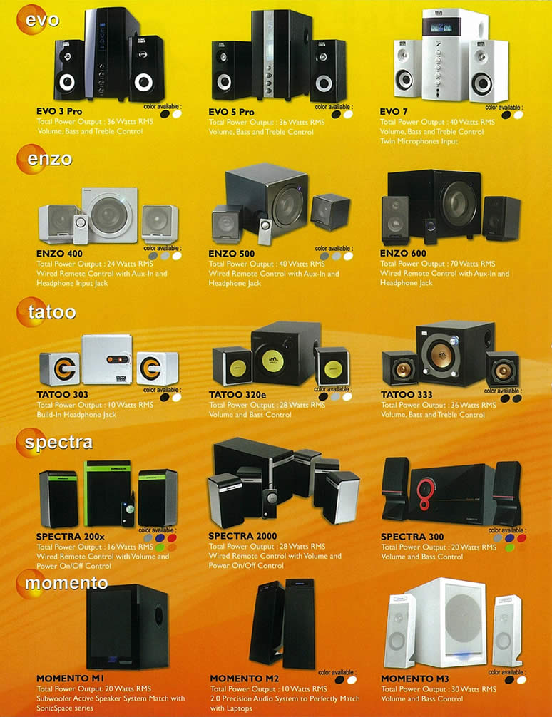 IT Show 2009 price list image brochure of SonicGear Evo Enzo Tatoo Spectra Momento Tclong