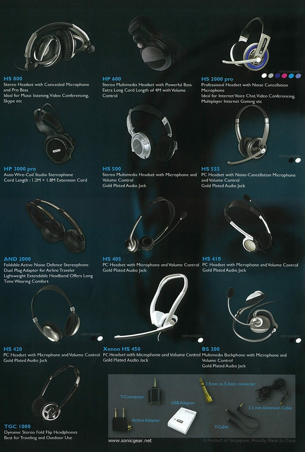 IT Show 2009 price list image brochure of Sonicgear Headset Tclong