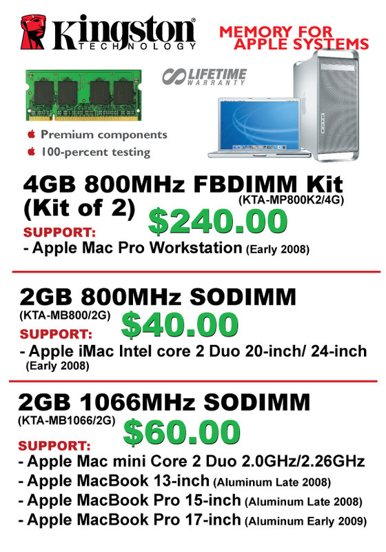 IT Show 2009 price list image brochure of Kingston For Apple (convergent)