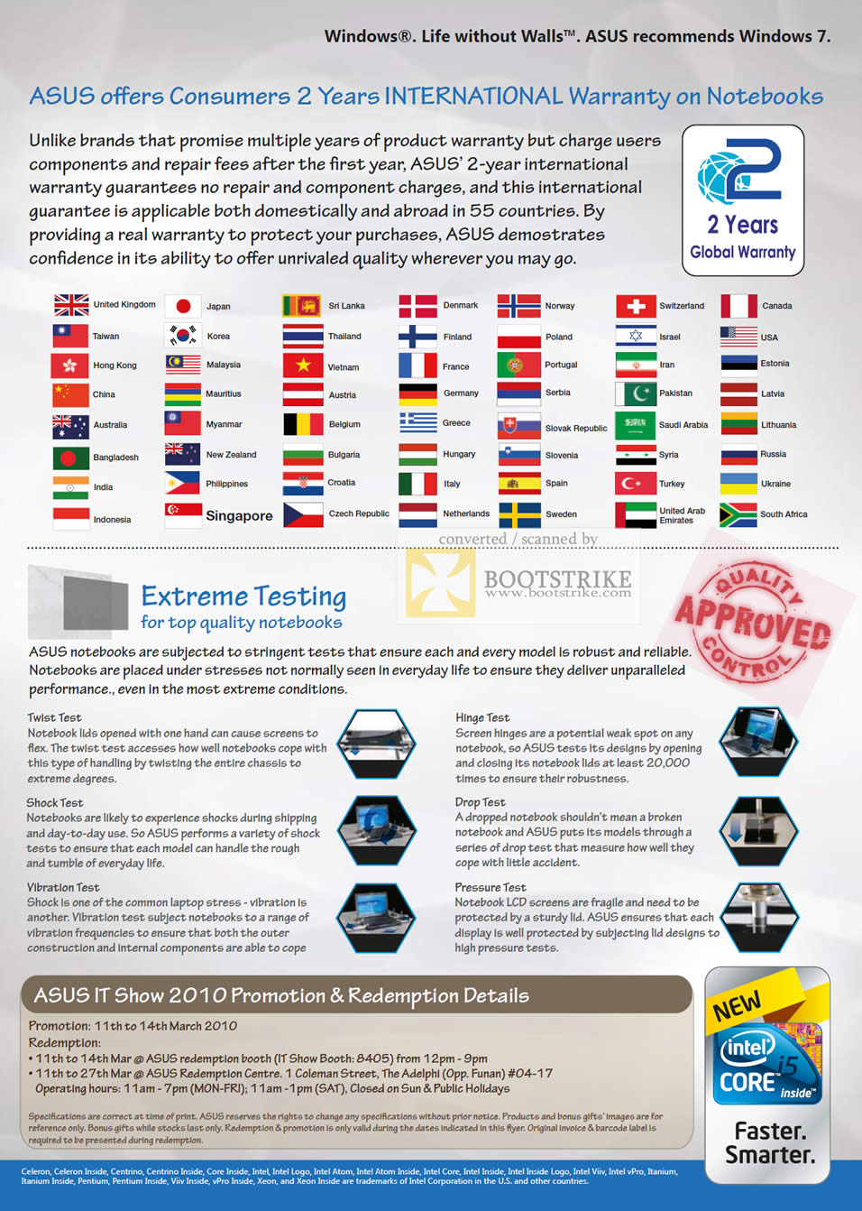 IT Show 2010 price list image brochure of ASUS Notebooks Two Year International Warranty Testing Redemption