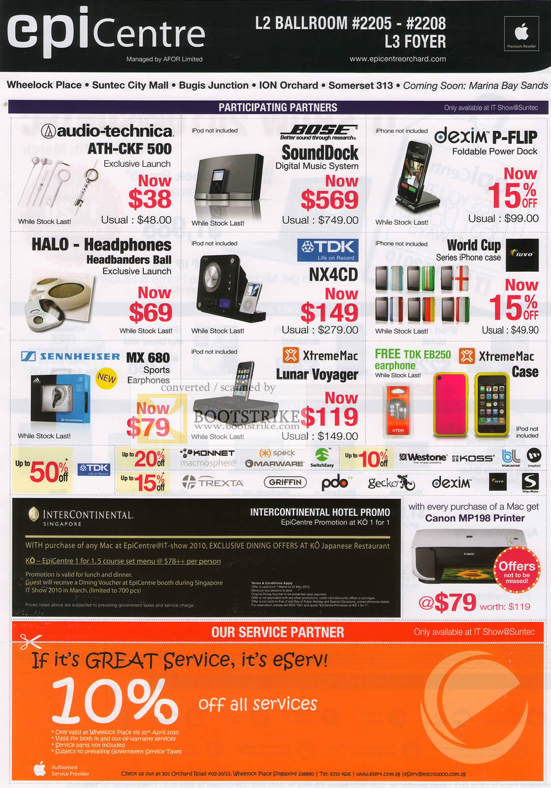 IT Show 2010 price list image brochure of Apple Epicentre Audio Technica Bose Dexim TDK Sennheiser Lunar Voyager XtremeMac