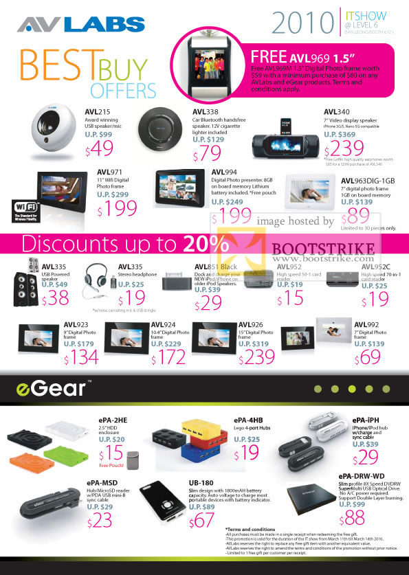 IT Show 2010 price list image brochure of Ban Leong AV Labs Speakers Bluetooth Digital Photo Frame Headphone Dock EGear Network Hub