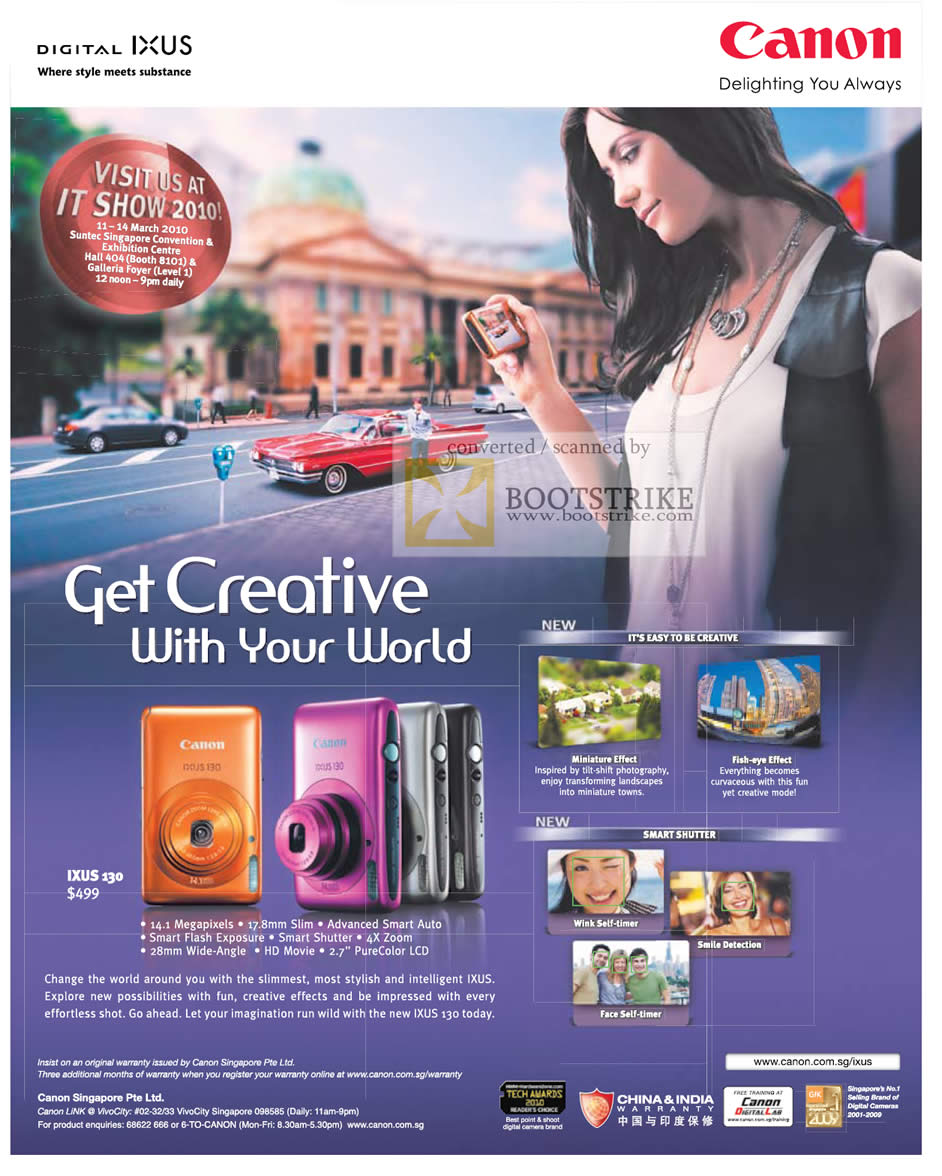 IT Show 2010 price list image brochure of Canon Digital Camera Ixus 130