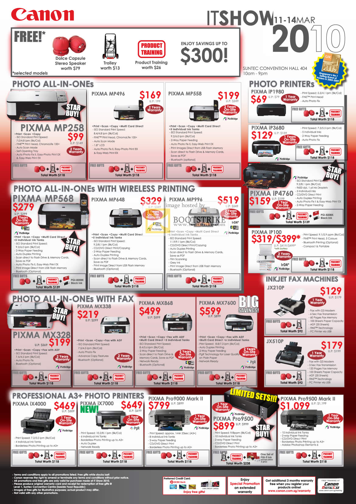 IT Show 2010 price list image brochure of Canon Inkjet Printers Pixma All In One Wireless Printing Photo Fax Professional A3