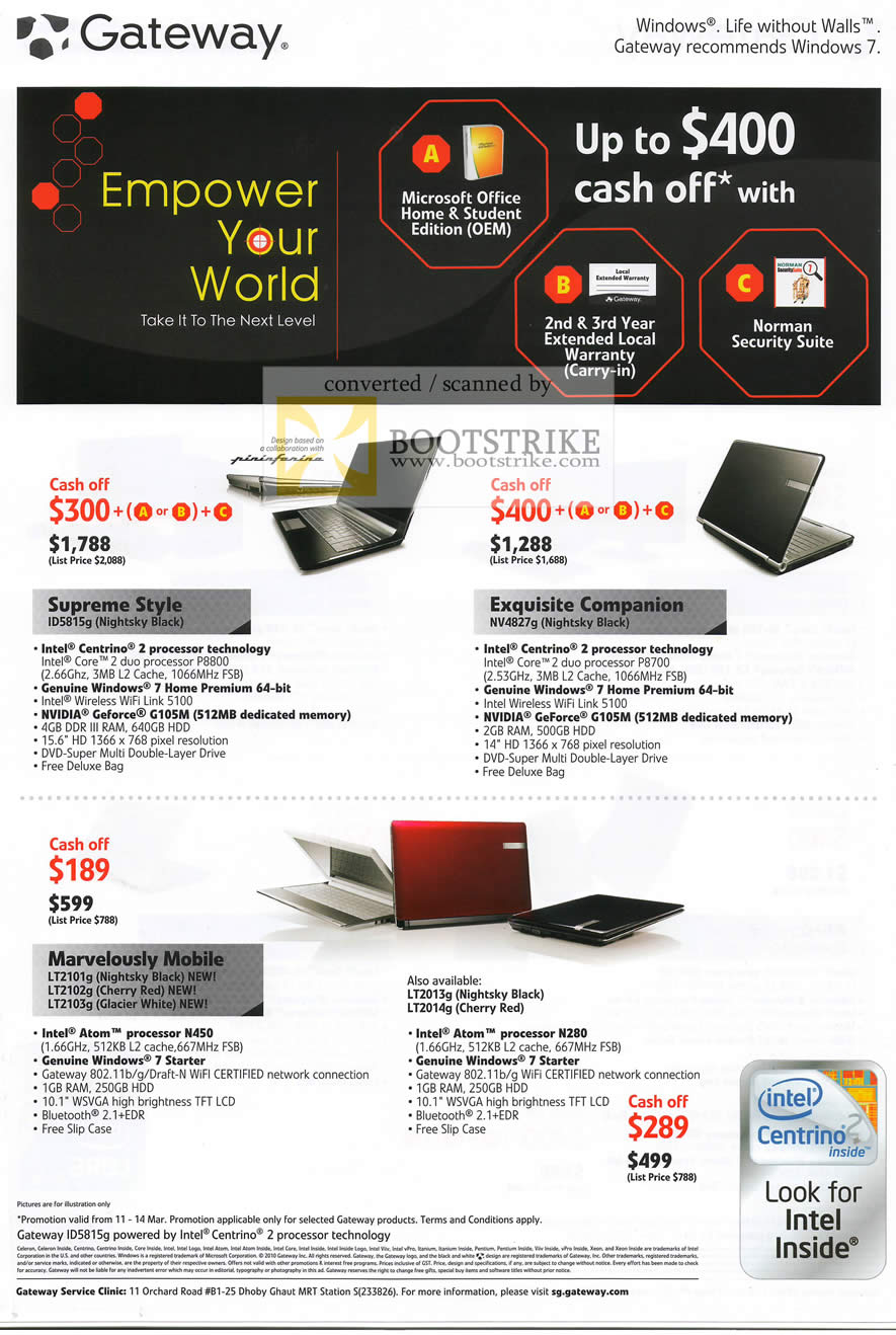 IT Show 2010 price list image brochure of Gateway Notebooks ID5815g NV4827g LT2101G LT2102g LT2103g LT2013g LT2014g