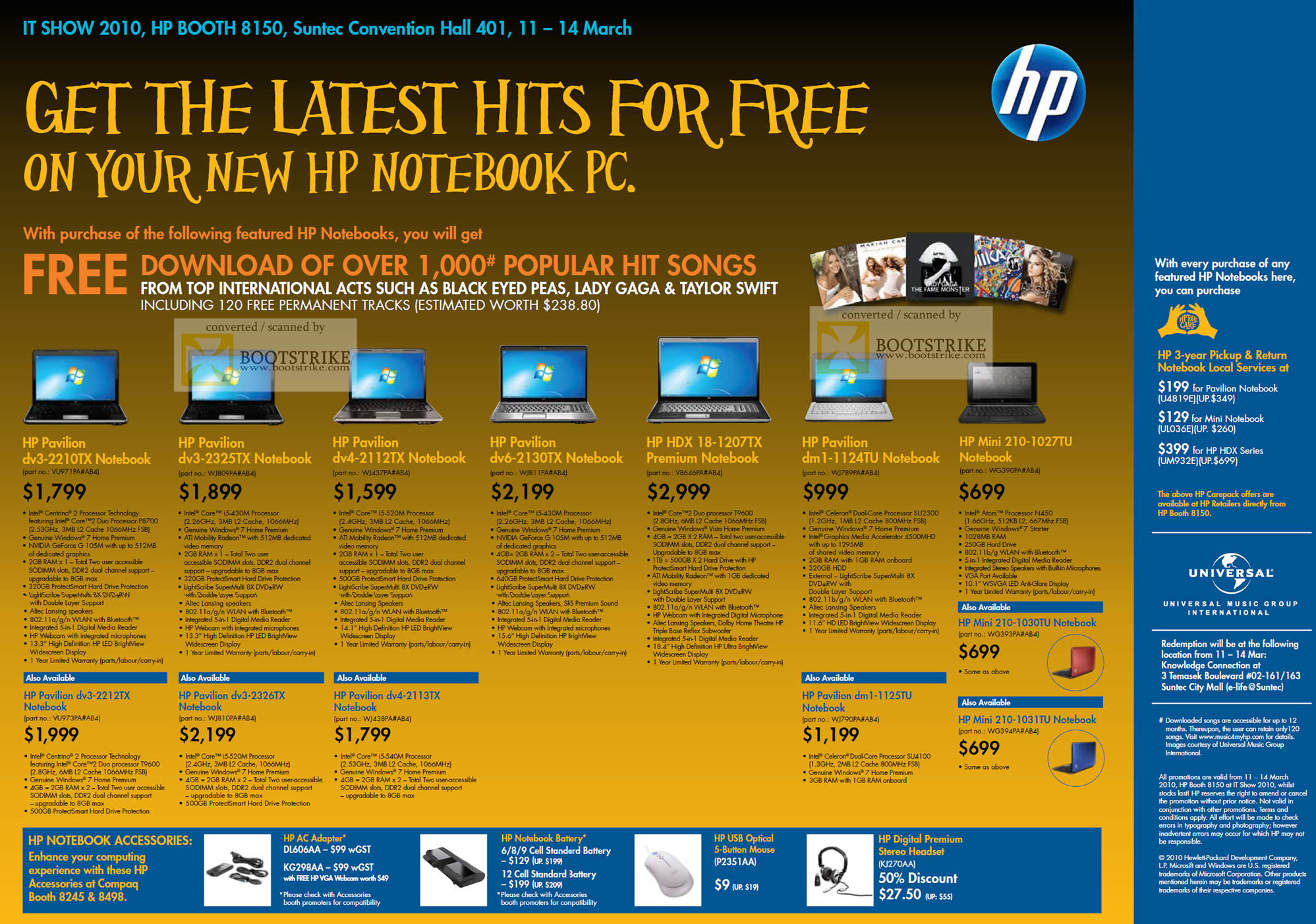 IT Show 2010 price list image brochure of HP Pavilion Notebooks DV3 2210TX 2325TX 2326TX DV4 2112TX 2113TX DV6 2130TX HDX 18 1207TX DM1 1124TU 1125TU 210 1027TU 1030TU 1031TU