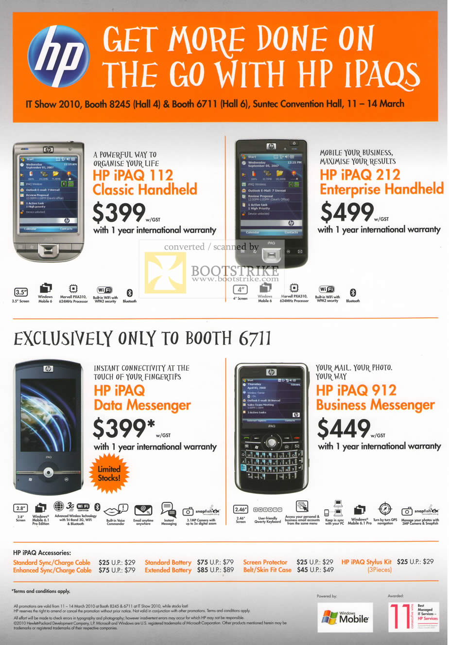 IT Show 2010 price list image brochure of HP IPAQ 112 Classic 212 Enterprise Data Messenger Business Messenger