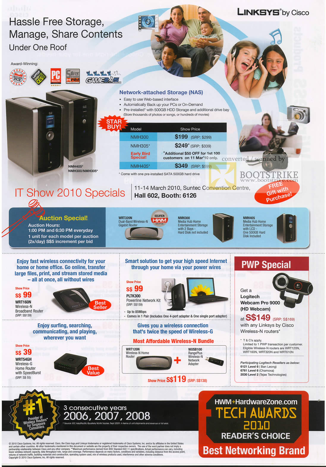 IT Show 2010 price list image brochure of Linksys NAS NMH405 NMH300 NMH305 Router WRT160N Powerline PLTK300 WRT54GH WRT54GL WRT160NL Wireless N 2